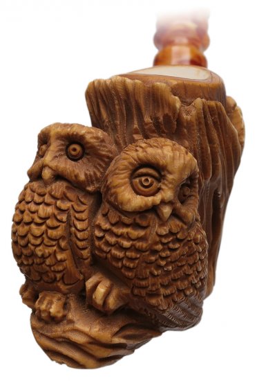 AKB Meerschaum: Carved Owls (Karayhan) (with Case)