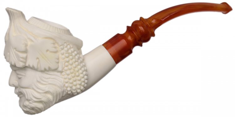 AKB Meerschaum: Carved Laughing Bacchus (with Case)