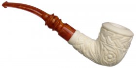 AKB Meerschaum: Carved Floral Bent Dublin (with Case)