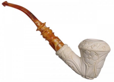 AKB Meerschaum: Carved Floral Calabash (H. Ege)(with Case)