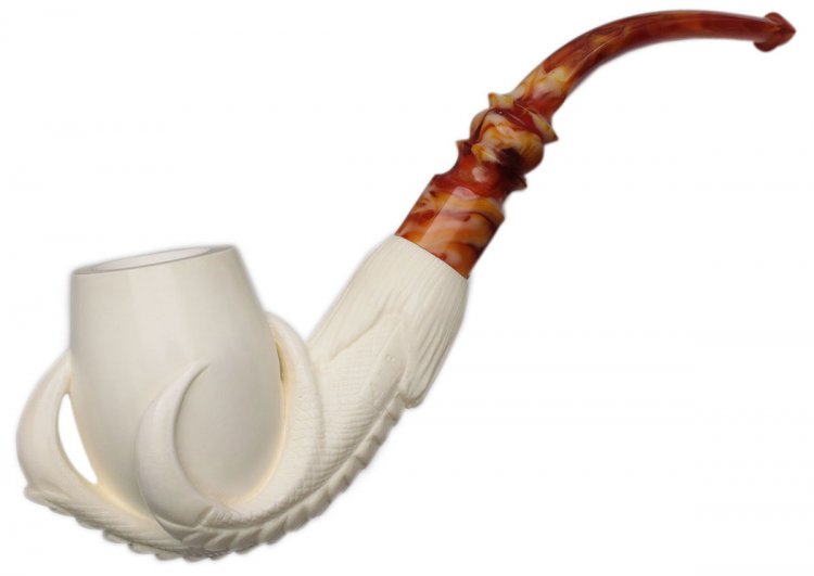 AKB Meerschaum: Carved Dragon Claw Holding Egg (Ali) (with Case)