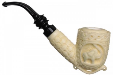 AKB Meerschaum: Carved Elephant Bent Dublin (Mcinar) (with Case)