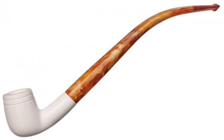 AKB Meerschaum: Smooth Bent Billiard Churchwarden (with Case and Extra Stem)