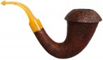 BriarWorks: Signature Crimson Sandblasted Magnetic Calabash with Brown Sandblasted Cap