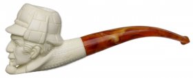 AKB Meerschaum: Carved Sherlock Holmes & Watson Two Pipe Set (S. Cosgun) (with Case)