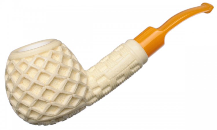 AKB Meerschaum: Carved Floral Bent Apple (Mcinar) (with Case)