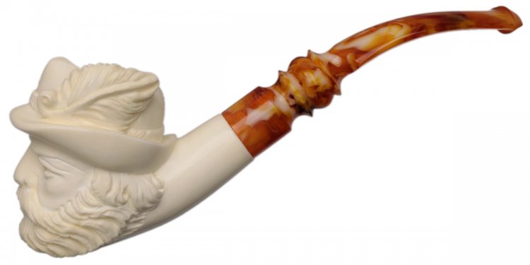 AKB Meerschaum: Carved Bearded Man (with Case)