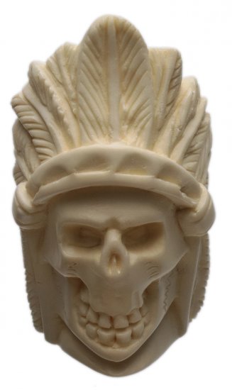 AKB Meerschaum: Carved Indian Chief Skull (with Case)