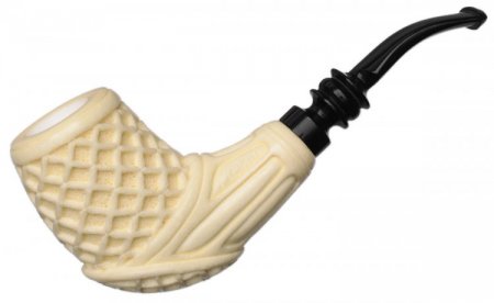 AKB Meerschaum: Carved Floral Bent Billiard (Mcinar) (with Case)