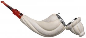 AKB Meerschaum: *****Carved Horn with Silver and Cap (Ali) (with Case)