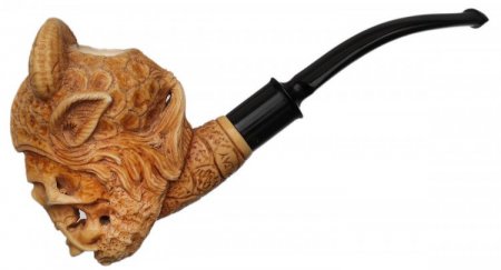 AKB Meerschaum: Carved Demon Skull (Auay) (with Case)