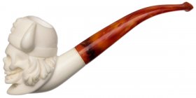 AKB Meerschaum: Carved Skull with Horned Cap (with Case)