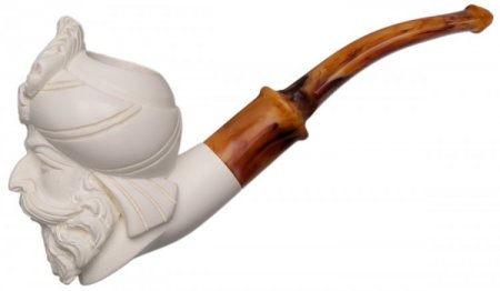 AKB Meerschaum: Carved Bearded Man (with Case)