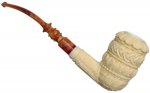 AKB Meerschaum: Carved Floral Bent Billiard (H. Ege) (with Case)