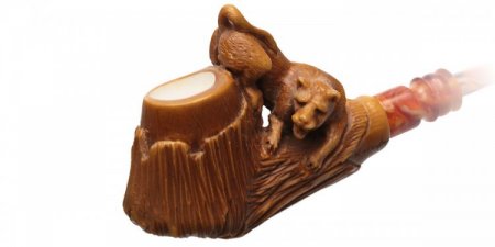 AKB Meerschaum: Carved Mountain Lion (Karayhan) (with Case)