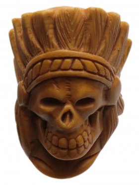 AKB Meerschaum: Carved Indian Chief Skull (with Case)