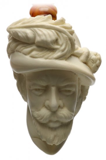 AKB Meerschaum: Carved Bearded Man (with Case)