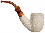 AKB Meerschaum: Carved Floral Bent Billiard (Erdogan) (with Case)