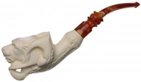AKB Meerschaum: Carved Dragon Claw Holding Lion Head (Ali) (with Case)
