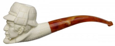 AKB Meerschaum: Carved Sherlock Holmes & Watson Two Pipe Set (S. Cosgun) (with Case)