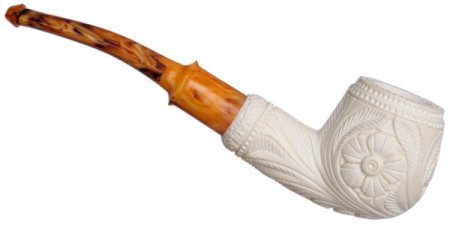 AKB Meerschaum: Carved Floral Bent Billiard (Yusuf) (with Case)