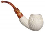 AKB Meerschaum: Carved Floral Bent Apple (I. Baglan) (with Case)