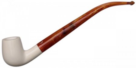 AKB Meerschaum: Smooth Bent Billiard Churchwarden (with Case and Extra Stem)