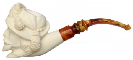 AKB Meerschaum: Carved Bearded Man (with Case)