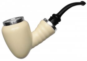 AKB Meerschaum: Smooth Reverse Calabash Acorn with Silver (with Case)