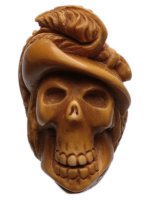 AKB Meerschaum: Carved Skull Wearing Hat (with Case)