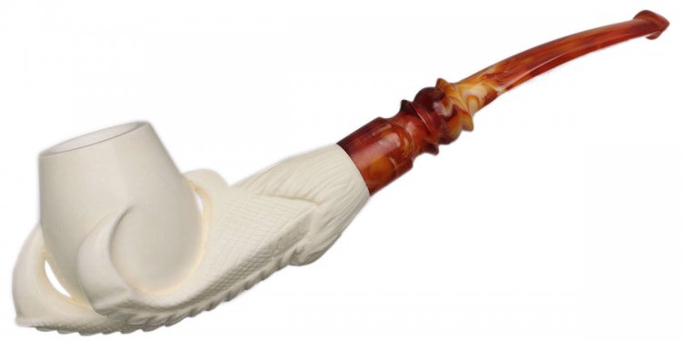 AKB Meerschaum: Carved Dragon Claw Holding Egg (Ali) (with Case)