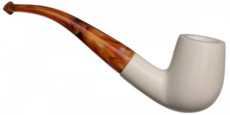 AKB Meerschaum: Smooth Bent Billiard Churchwarden (with Case and Extra Stem)