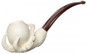 AKB Meerschaum: Carved Dragon Claw Holding Vase (with Case)
