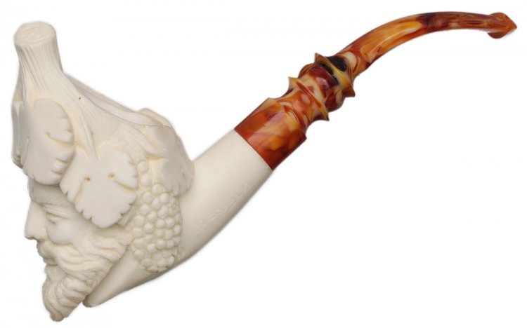 AKB Meerschaum: Carved Laughing Bacchus (S. Cosgun) (with Case)