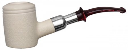 AKB Meerschaum: Partially Rusticated Poker with Silver (with Case)