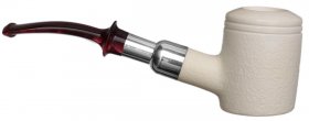 AKB Meerschaum: Partially Rusticated Poker with Silver (with Case)