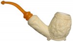 AKB Meerschaum: Carved Floral Bent Egg (Mcinar) (with Case)