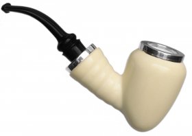 AKB Meerschaum: Smooth Reverse Calabash Acorn with Silver (with Case)