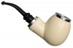 AKB Meerschaum: Spot Carved Reverse Calabash Bent Egg with Silver (Mcinar) (with Case)