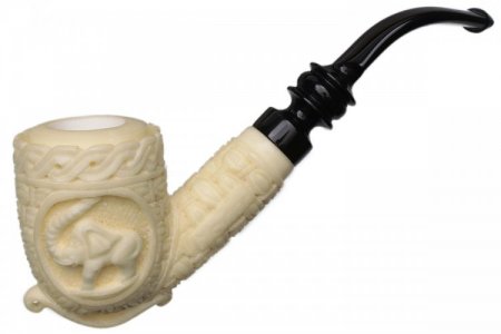 AKB Meerschaum: Carved Elephant Bent Dublin (Mcinar) (with Case)