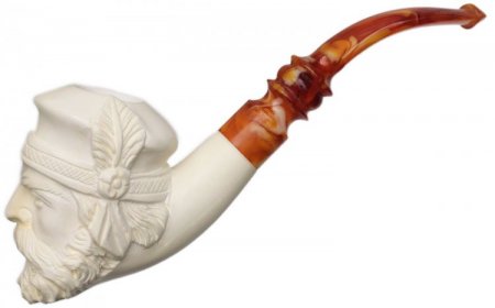 AKB Meerschaum: Carved Bearded Man (with Case)