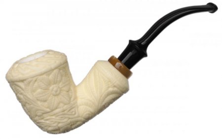 AKB Meerschaum: Carved Floral Calabash (Mcinar) (with Case)