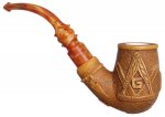 AKB Meerschaum: Carved Masonic Bent Billiard (Ali) (with Case)