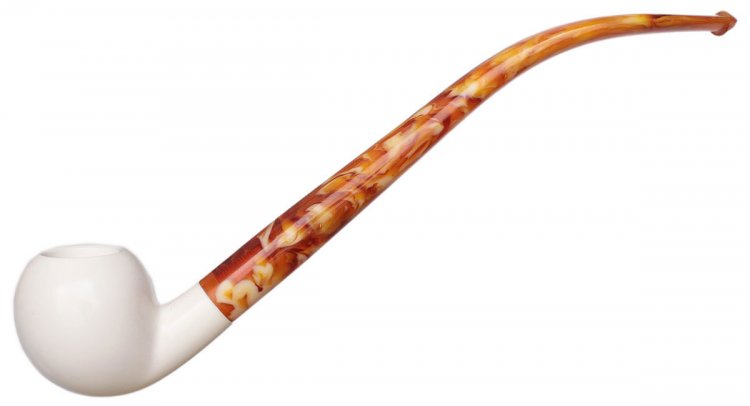 AKB Meerschaum: Smooth Bent Apple Churchwarden (with Case and Extra Stem)