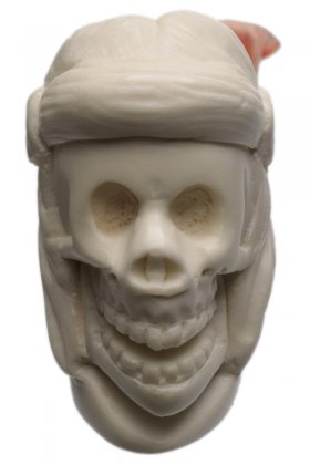 AKB Meerschaum: Carved Indian Brave Skull (with Case)