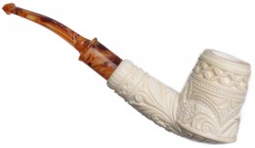 AKB Meerschaum: Carved Floral Volcano (Yusuf) (with Case)