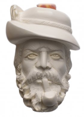 AKB Meerschaum: Carved Man in Hat (with Case)