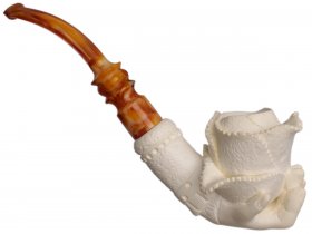 AKB Meerschaum: Carved Hand Holding Flower (Cevher) (with Case)