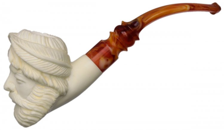 AKB Meerschaum: Carved Bearded Man (with Case)