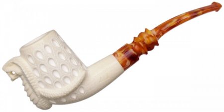 AKB Meerschaum: Carved Cobra Bent Billiard (Ali) (with Case)